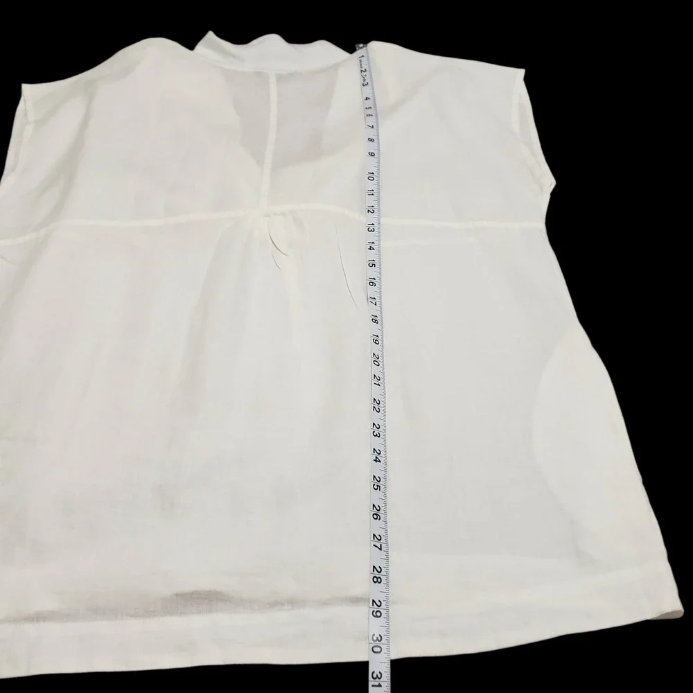Lands End White 100% Linen V-Neck Tunic Coverup Top Womens Large 14-16 - Picture 11 of 11